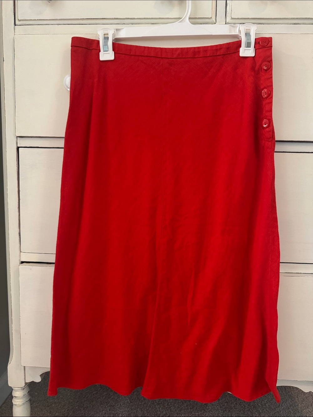 Ann Taylor Bold Red Maxi Skirt with Side Buttons